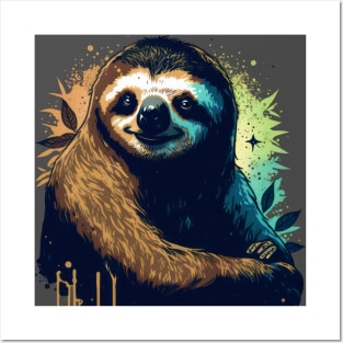 Sloth Watercolor Magical Splatter Posters and Art